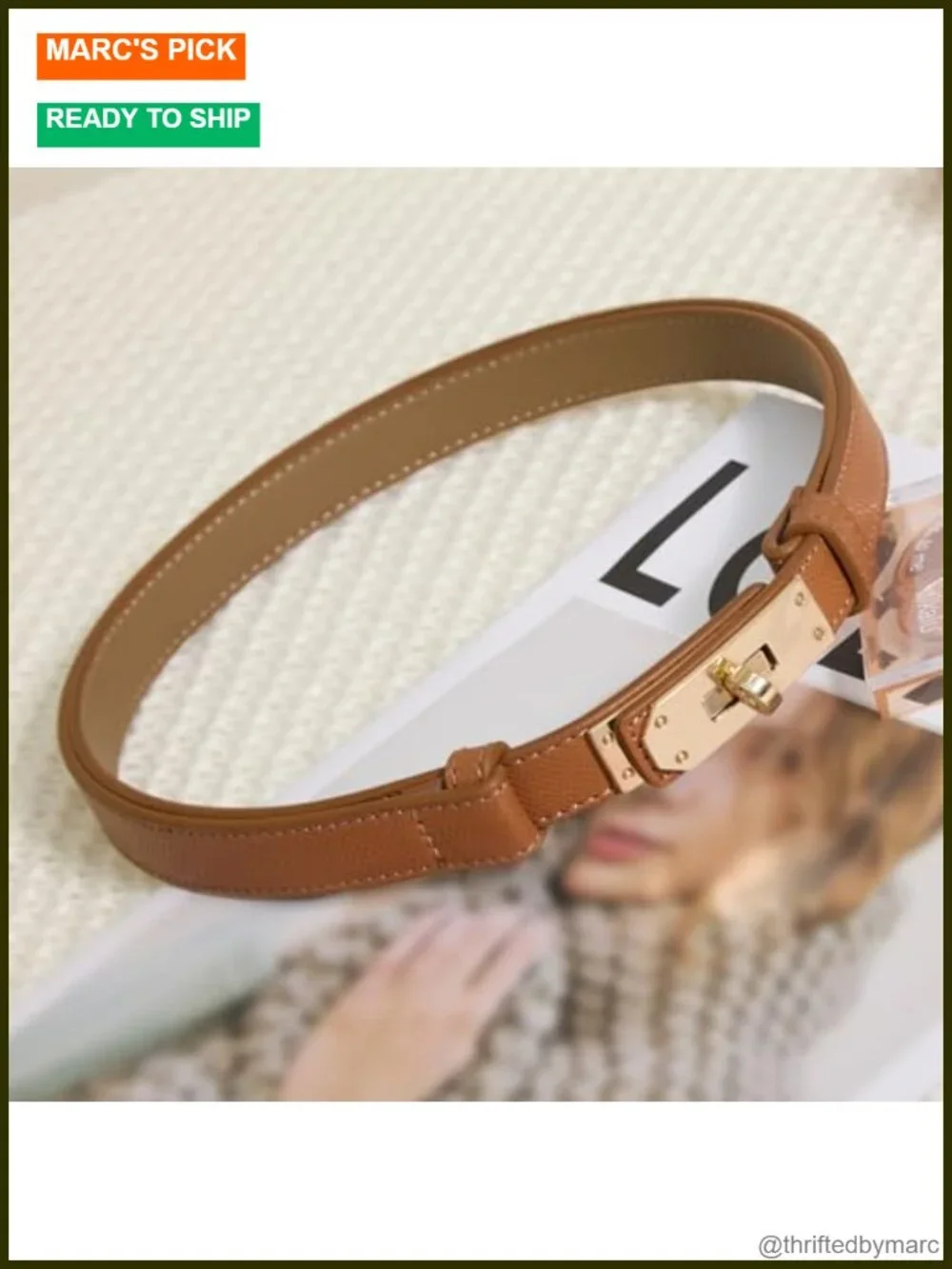 Women's Skinny Leather Belt with Turn-Lock Buckle – Adjustable for Dresses &